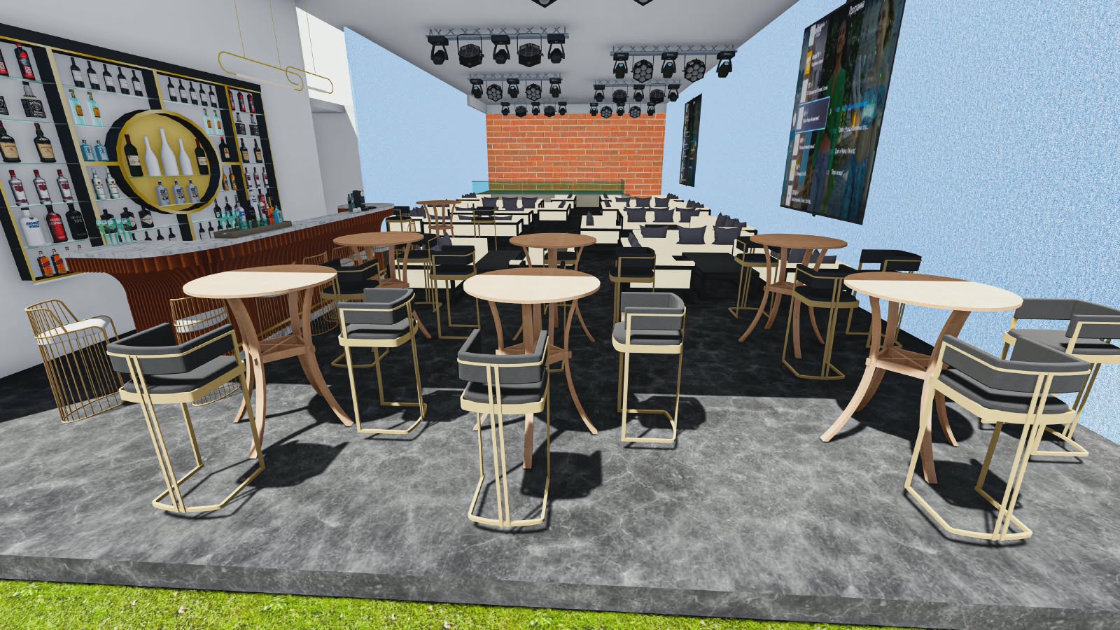 Stylish Bar Lounge Design layout